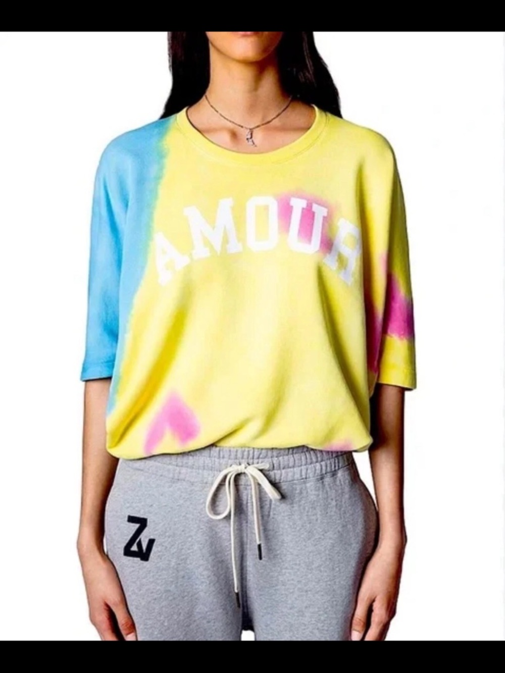 Zadig & Voltaire Portland Amour Tie Dyed Sweatshirt Top  M Medium Short Sleeve